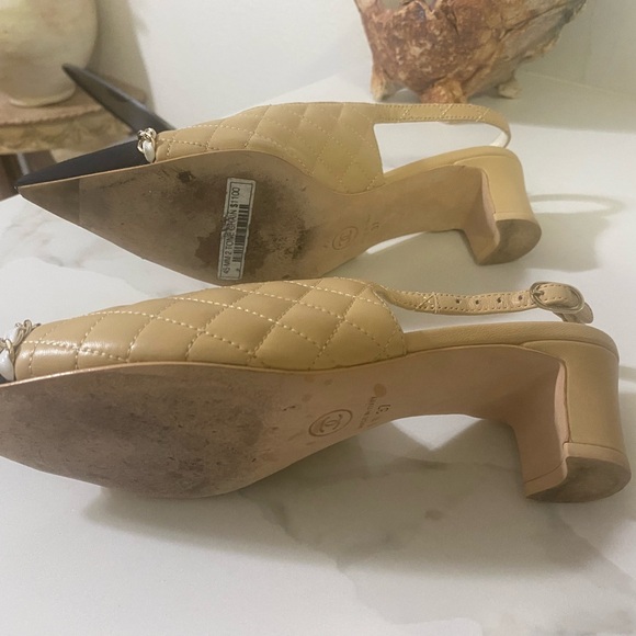 Chanel two tone slingback pumps heels size 7 - Picture 9 of 11